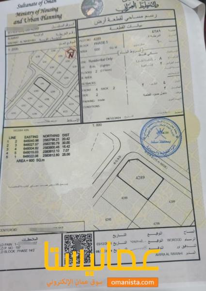 ارض سكنية للبيع في العامرات