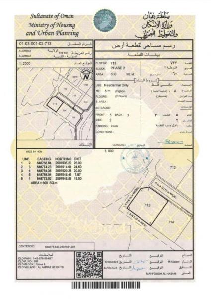 للبيع ارض سكنية ممتازة في مرتفعات العامرات السادسة