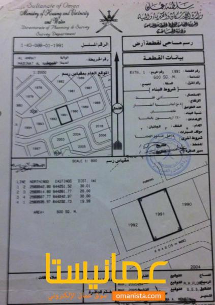 ارض سكنية مميزة في العامرات الأمتداد الأول رقم القطعة 1991