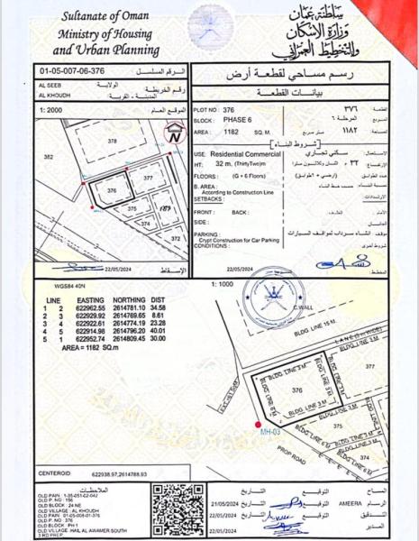 أرض سكني تجاري ١١٨٢م على أول خط بشارع البركات بالحيل الجنوب