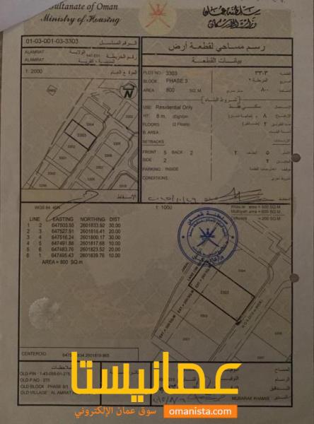 للبيع ارض سكنية ممتازة في مرتفعات العامرات الثالثة وسطية ، رقم ا