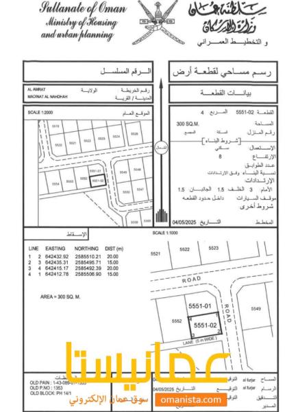 للبيع ارض سكنية ممتازة في العامرات مدينة النهضة مربع 1\14