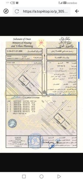 مباشرة من المالك ارض سكني تجاري في ولاية صحم / قصبية آل بريك