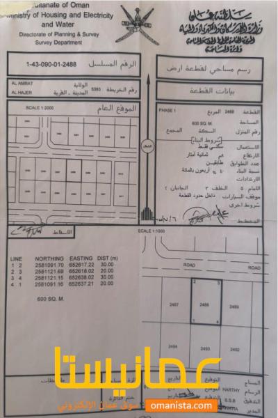 للبيع أرض سكنيه فالحاجر الاولى