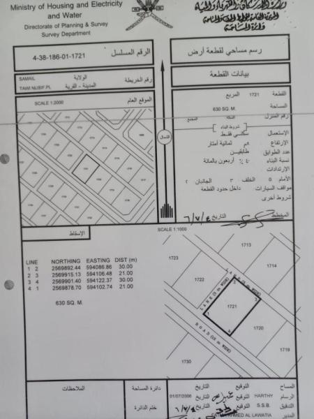 فرصة أرض  للبيع طوي النص سمائل.