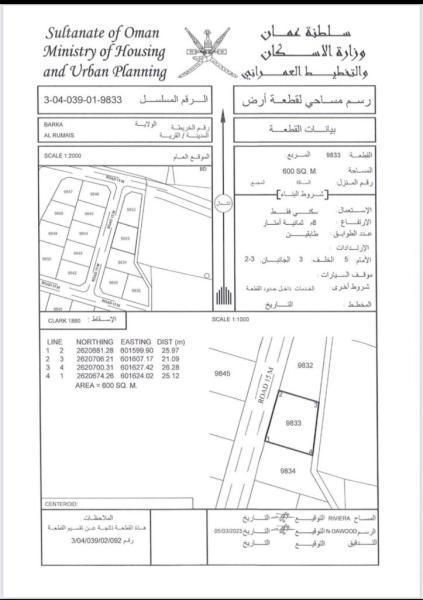 بيع ارض سكنيه في ولاية بركاء الرميس