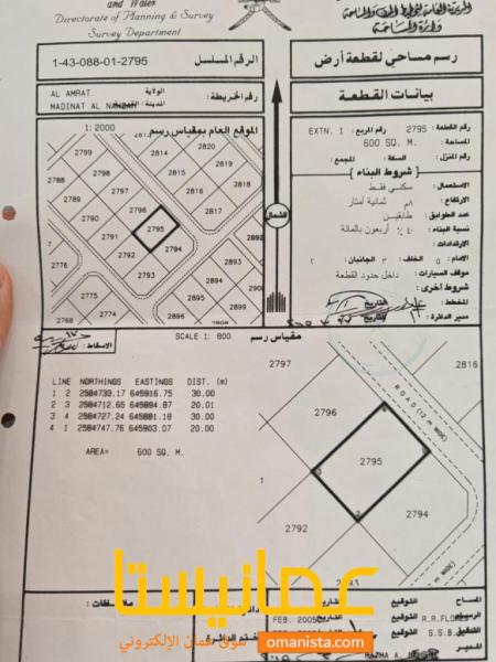 للبيع ارض سكنية ممتازة في العامرات مدينة النهضة الامتداد الاول و
