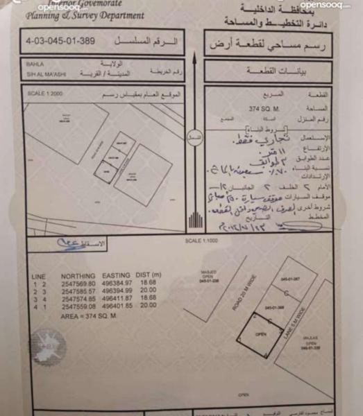 أرض تجارية وسط سكان ما يقارب ٤٠٠٠ نسمة