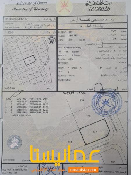 أرض للبيع في وادي الرحاب عرقي ولاية قريات