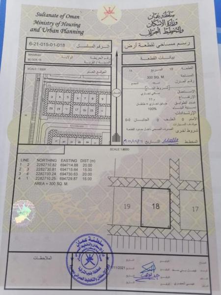 فرصة سكني تجاري جزيرة المصيرة مستوية ونظيفة جميع خدمات